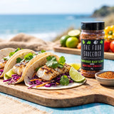 Four Saucemen Hawkes Bay Lime and Ancho Chilli Rub - grilled fish tacos with lime and slaw