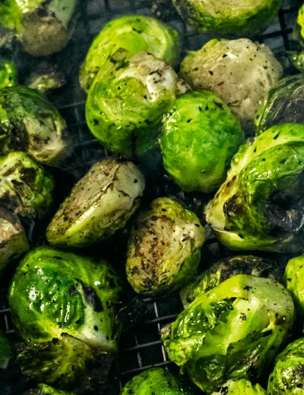 Franklin Smoke by Aaron Franklin & Jordan Mackay hardback cookbook — charred fire-kissed brussels sprouts