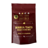 Four Saucemen Birria Taco Seasoning Mix 80g, front of burgundy pouch