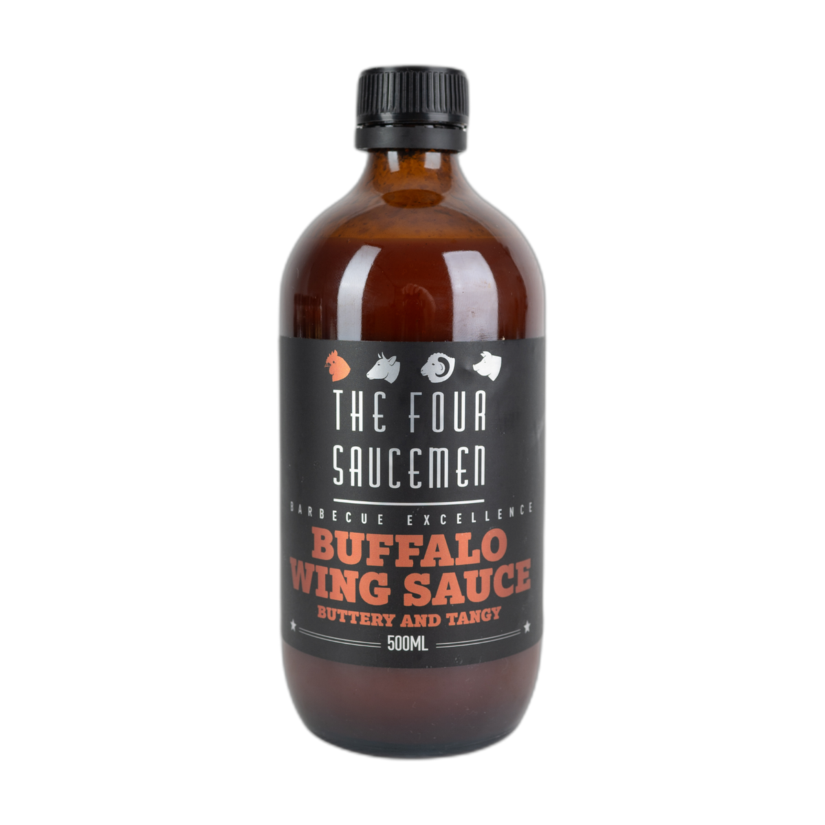 Four Saucemen Buffalo Wing Sauce 500ml, front of bottle