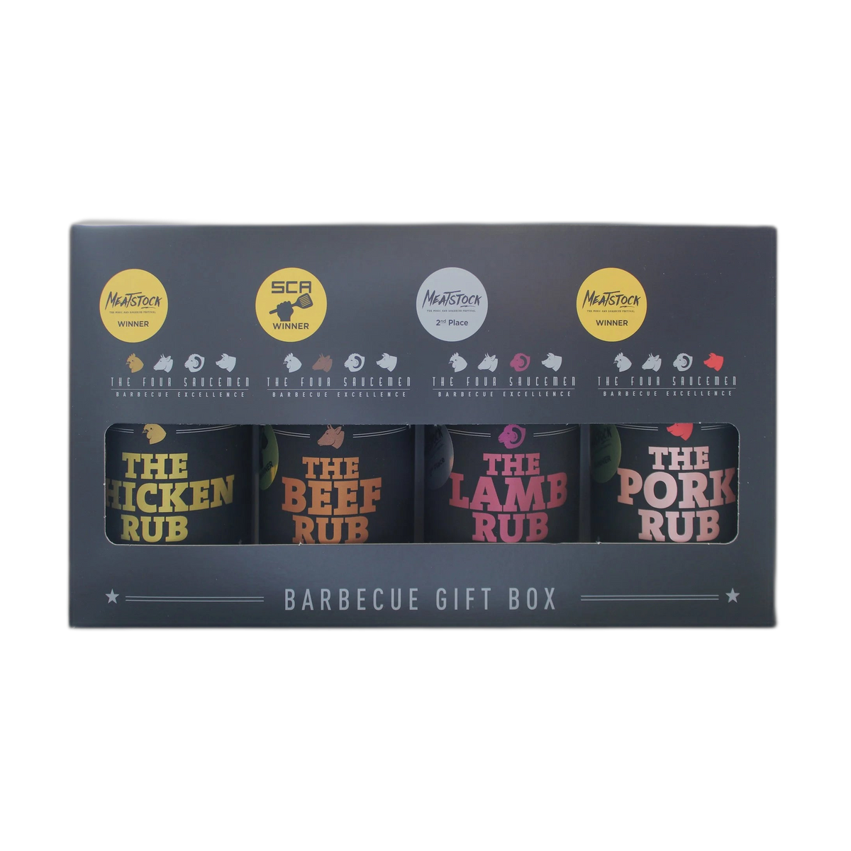 Four Saucemen The Barbecue Gift Box, four original rubs