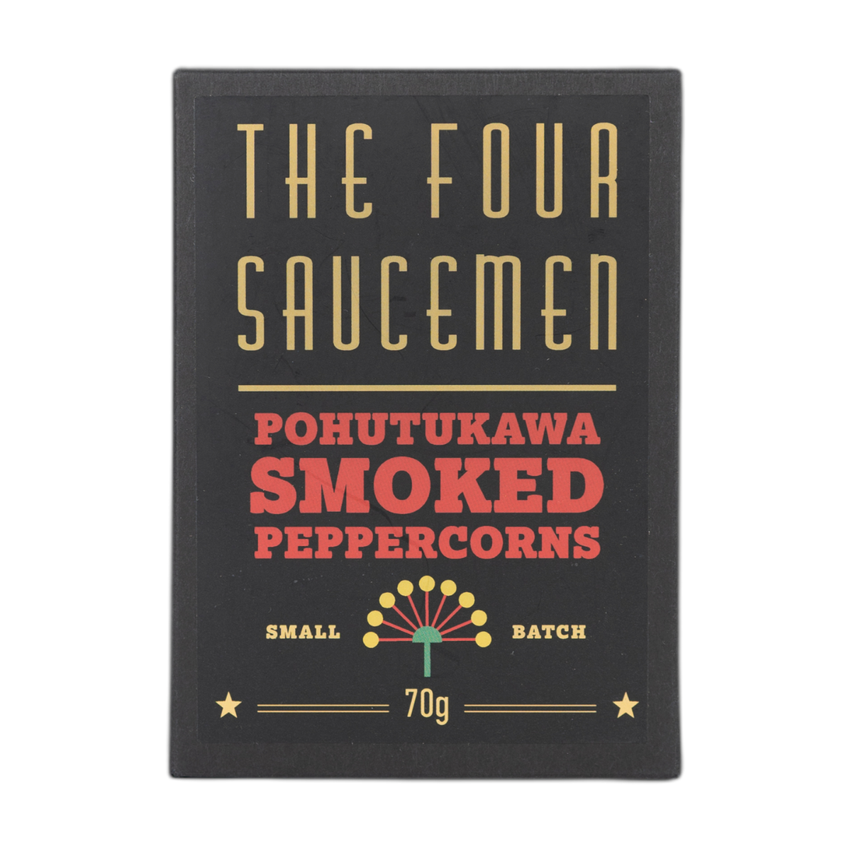 Four Saucemen Pohutukawa Smoked Peppercorns 70g, front of pack