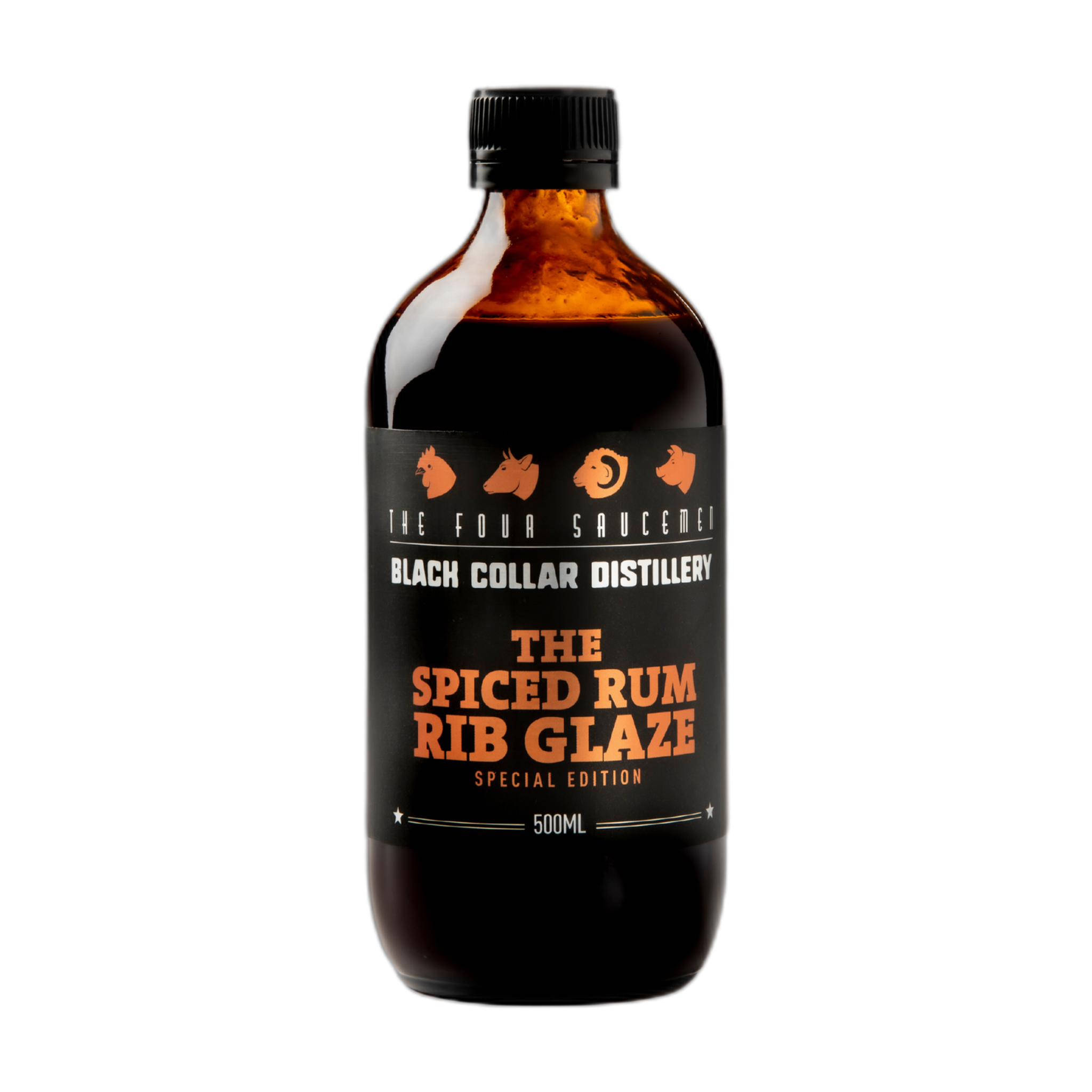 Four Saucemen Spiced Rum Rib Glaze 500ml, front of bottle