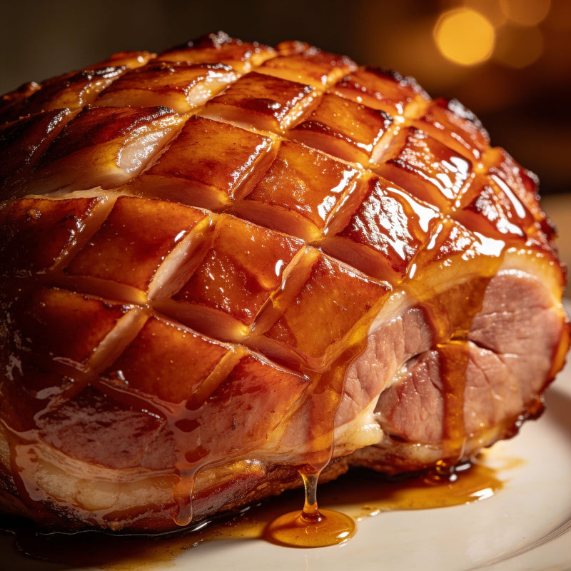 Glazed ham lacquered to a mirror shine lifestyle photo