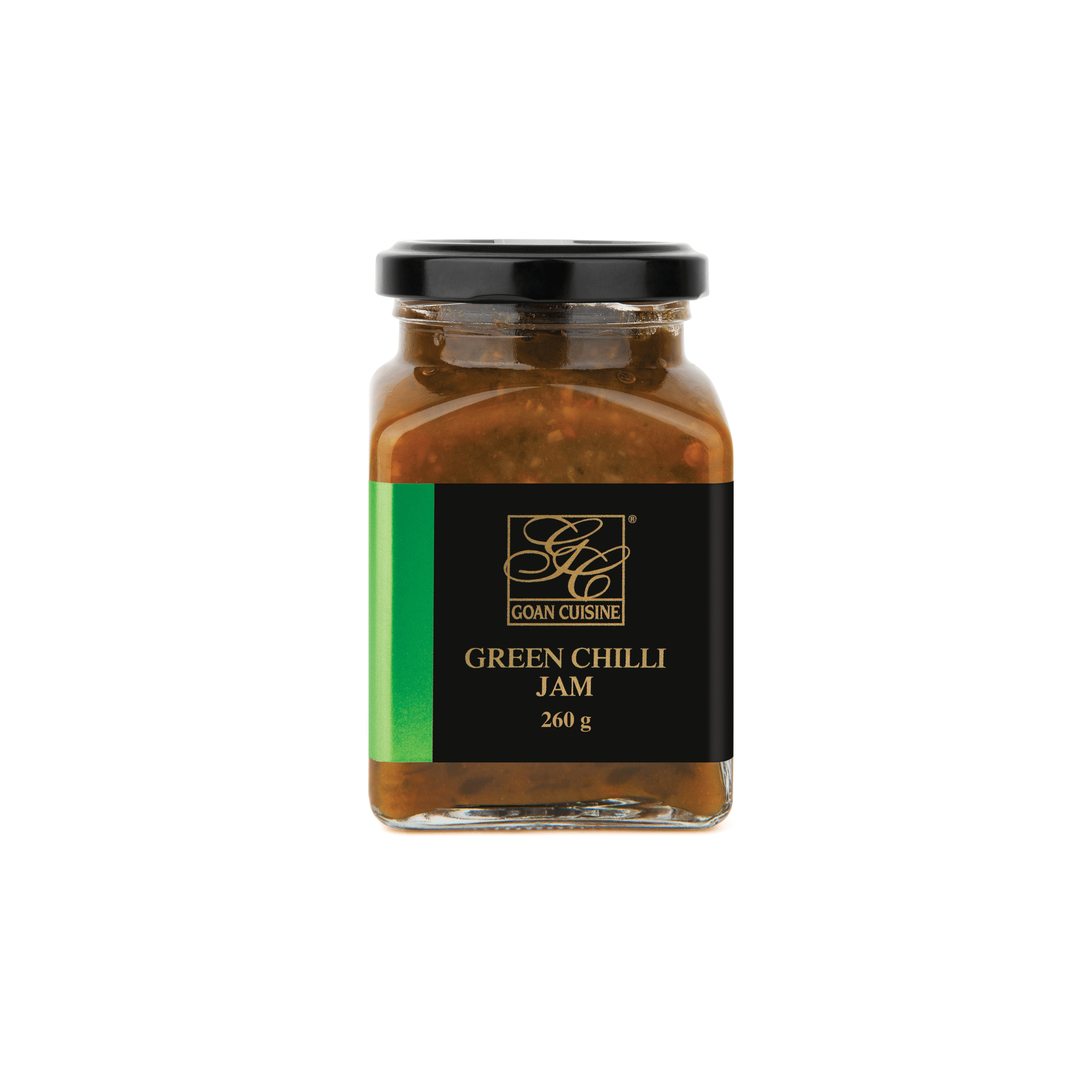 Goan Cuisine Green Chilli Jam 260g — front of jar