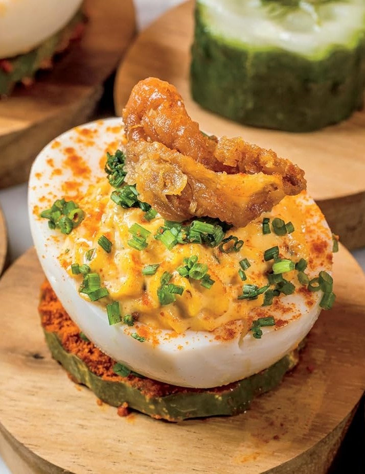 Grillo's Presents Pickled by Raphael Jacob Khutorsky hardback cookbook — Dilly Devilish Eggs with Rémoulade page