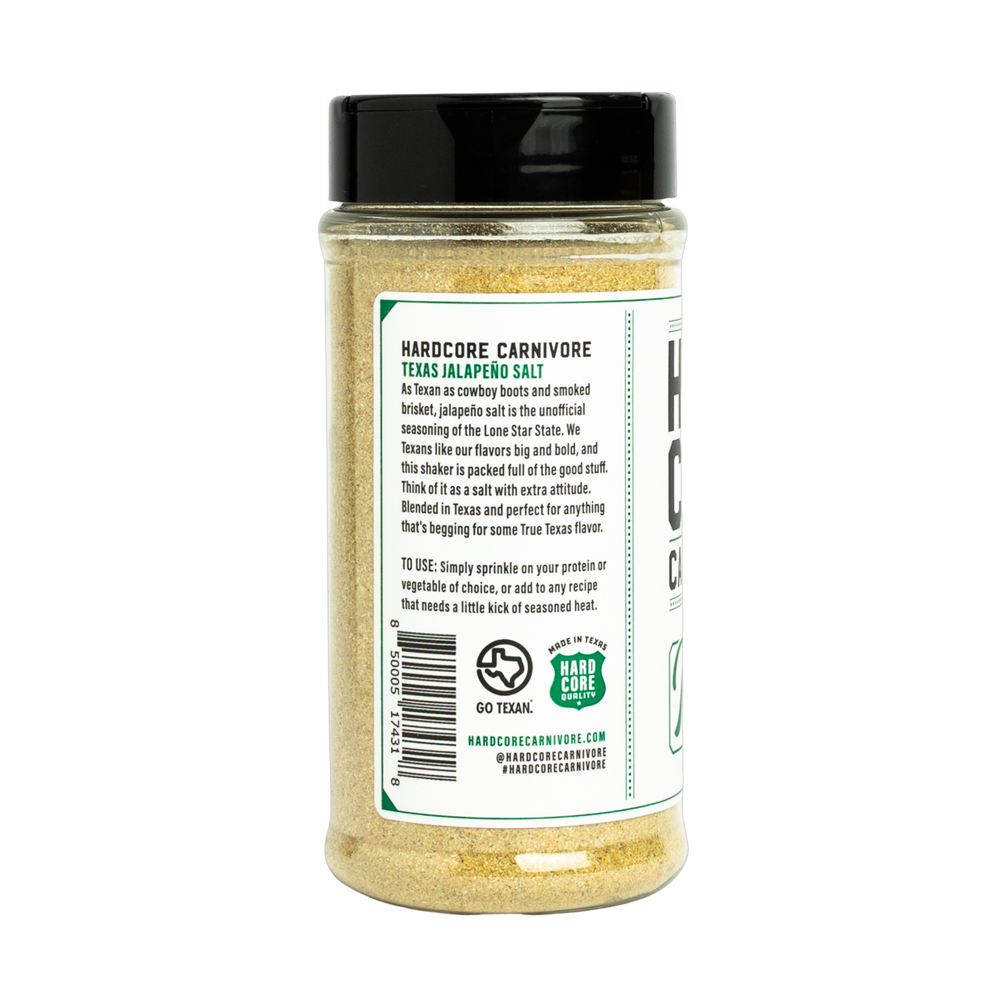Hardcore Carnivore Texas Jalapeno Salt, ingredients side of pack