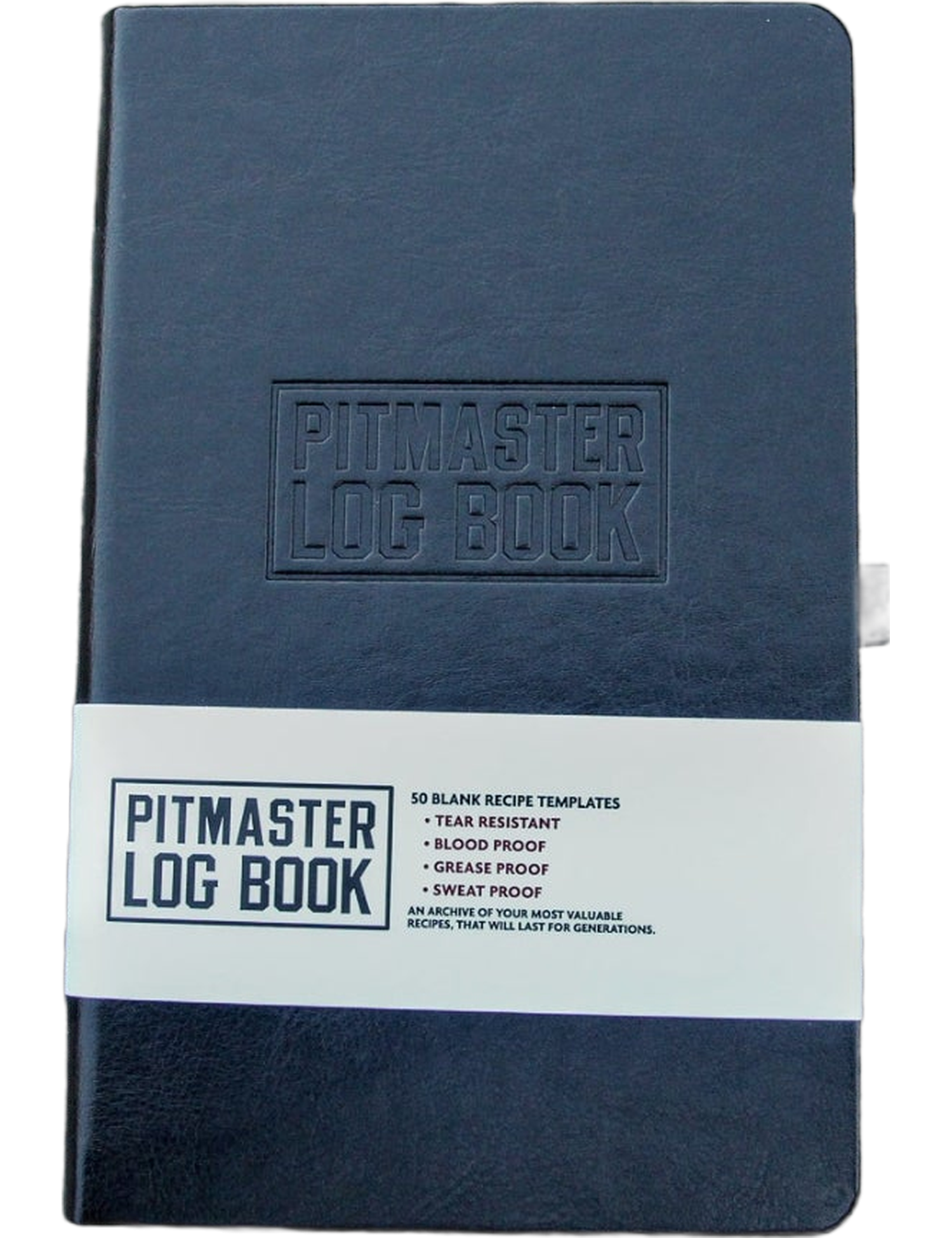 Pitmaster's Logbook by Jess Pryles stone paper logbook — closed black cover with elastic band