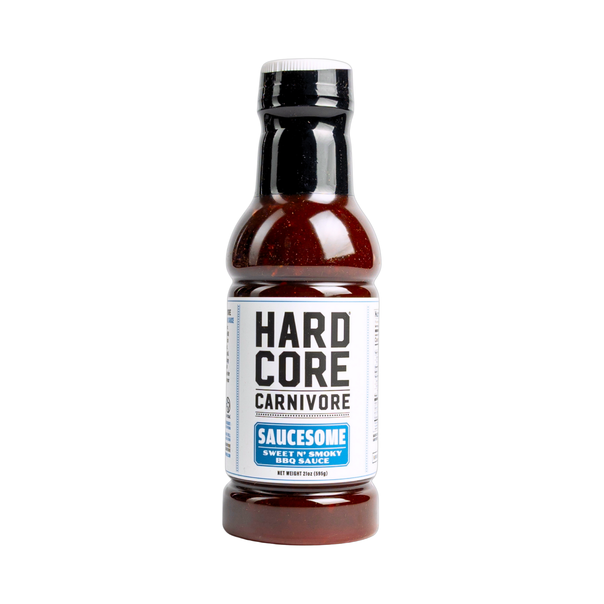 Hardcore Carnivore Saucesome BBQ Sauce — front of bottle on transparent background