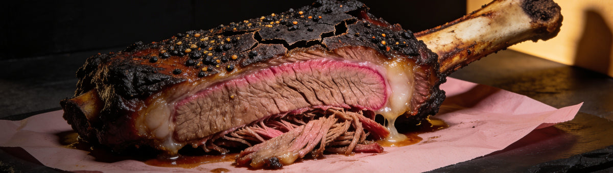 Heavenly Hell — Smoked beef short rib with a black pepper bark and pink smoke ring