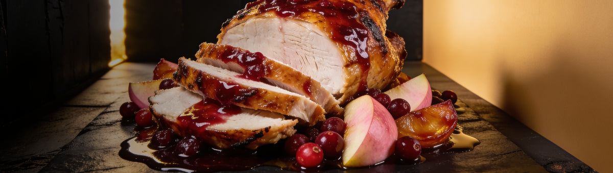 Heavenly Hell — Turkey breast glazed in cranberry with caramelised apple