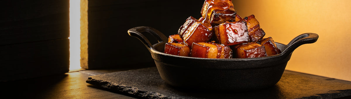 Heavenly Hell — Pork belly burnt ends in sticky smoked honey glaze