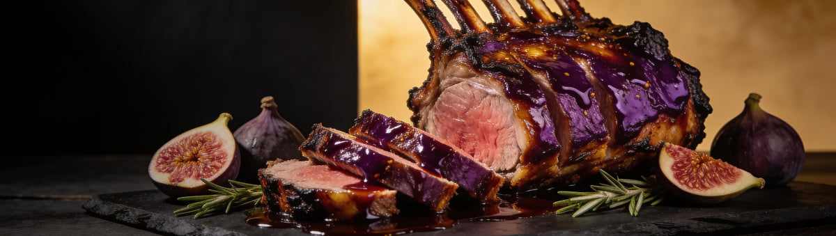 Heavenly Hell — Rack of lamb glazed in fig, port and maple with fresh figs