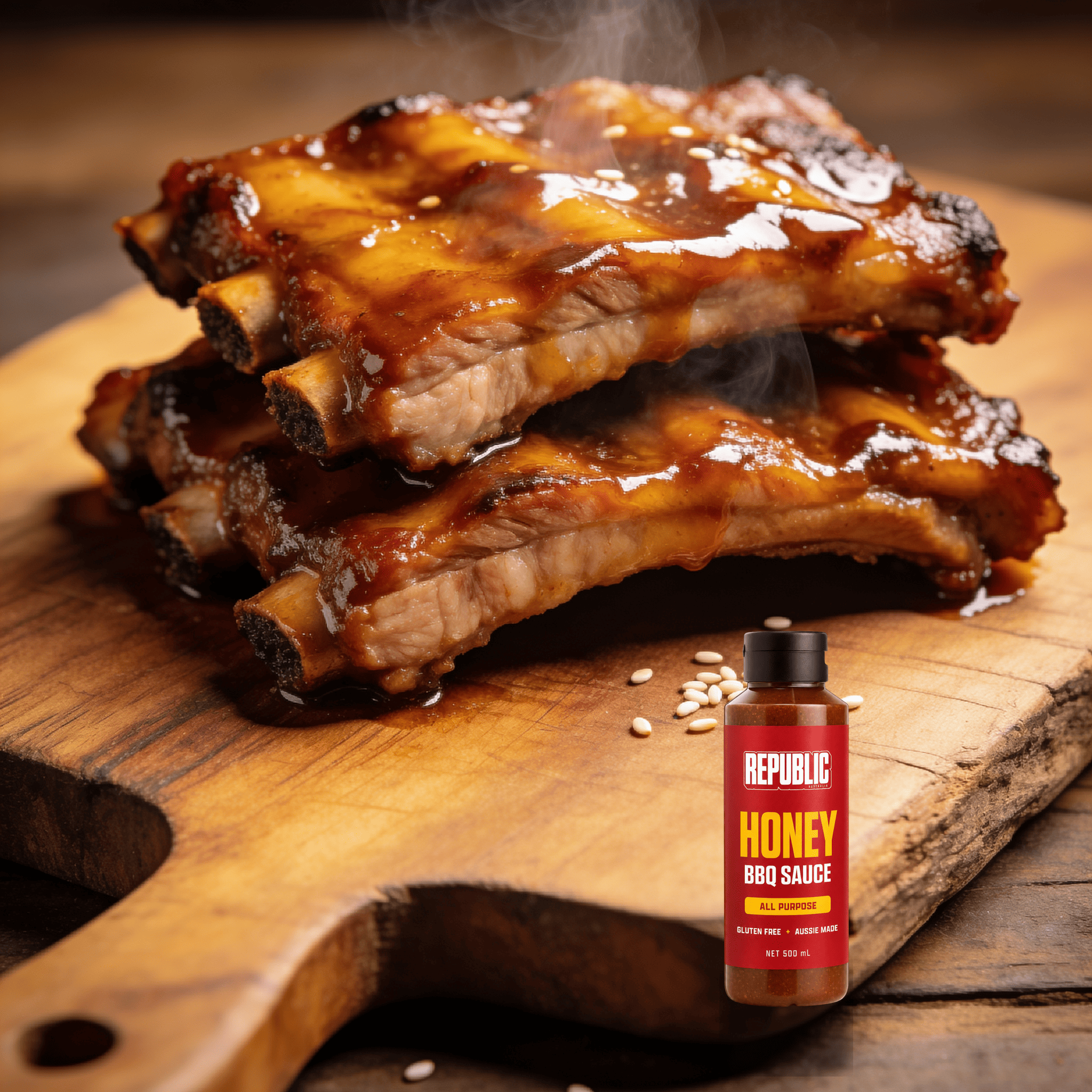 Republic Honey BBQ Sauce gluten-free - action lifestyle shot