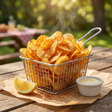 Elk Creek Cajun Stinger seasoning — crispy hot chips dusted with red Cajun seasoning