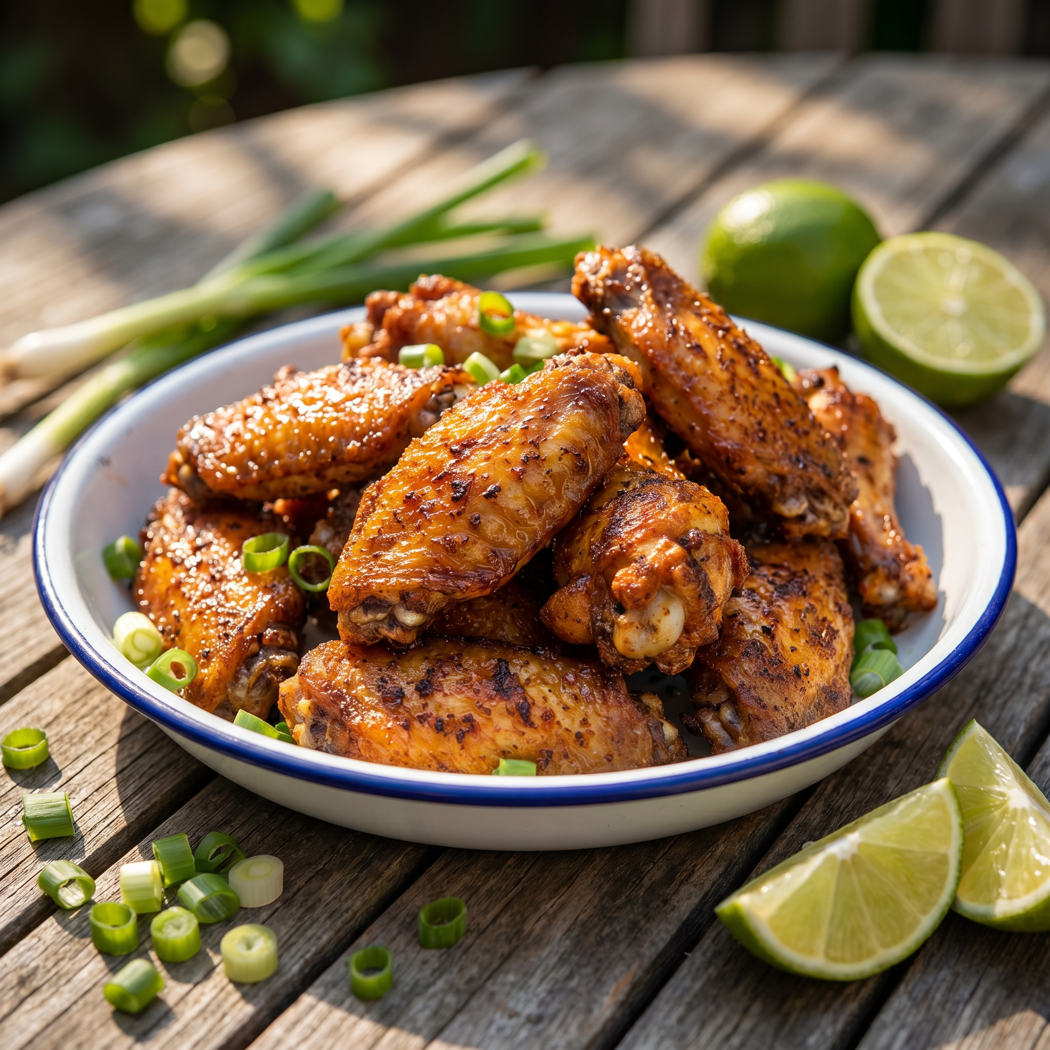Elk Creek Southern Coastal Crunch seasoning — crispy seasoned chicken wings with spring onion and lime