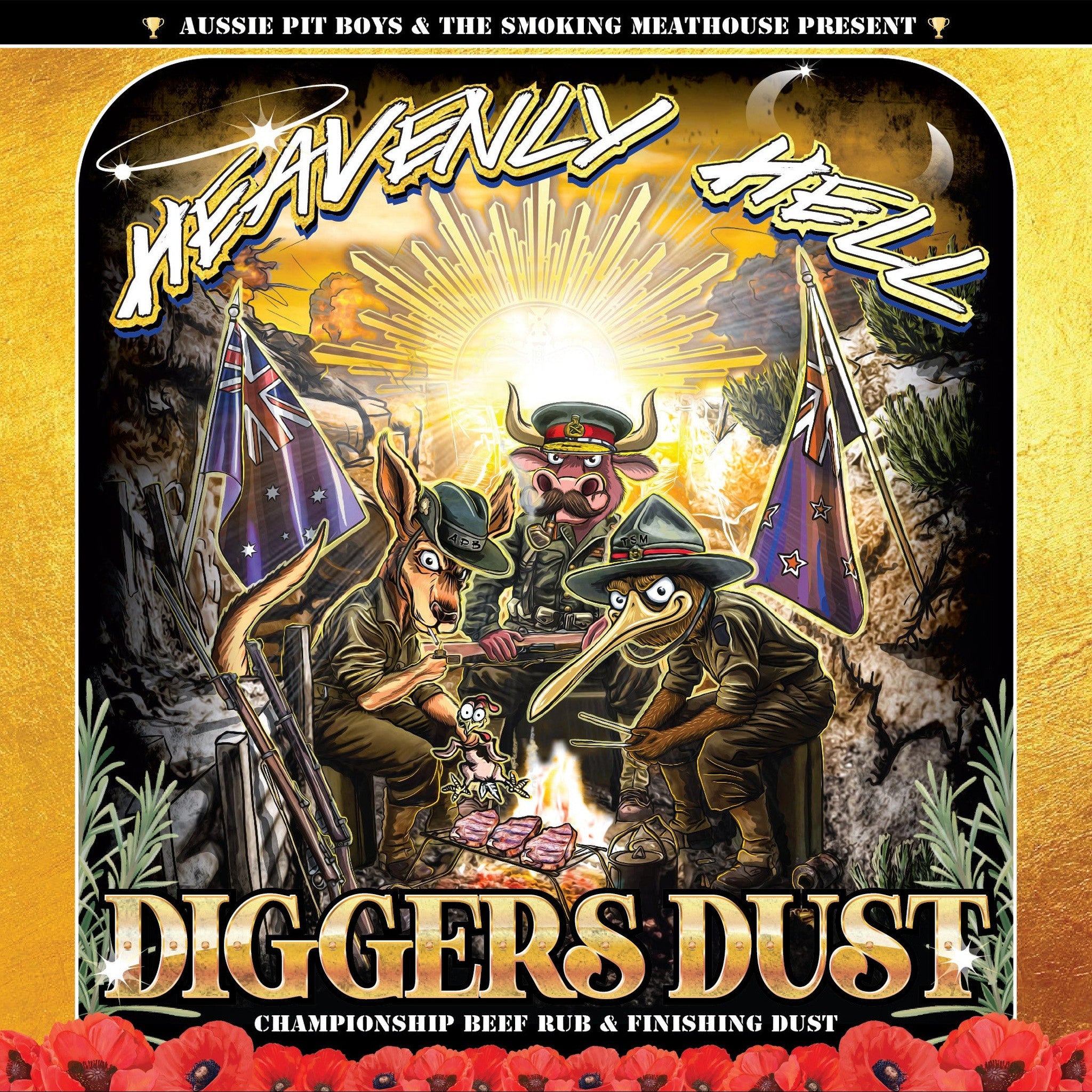 Heavenly Hell Diggers Dust beef rub and finishing dust 150g — official label artwork