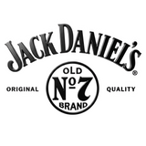 Jack Daniel's brand logo, arched wordmark over the Old No. 7 roundel, black on transparent background