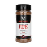 Jimmy Brisket Special Ops 280g beef rub — front of shaker on transparent background