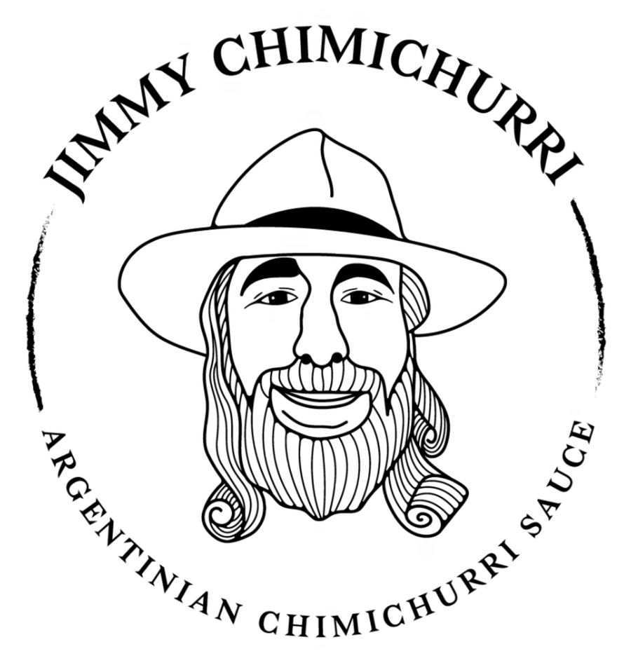 Jimmy Chimichurri brand logo, bearded gaucho roundel, Argentinian chimichurri sauce, on transparent background