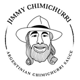 Jimmy Chimichurri brand logo, bearded gaucho roundel, Argentinian chimichurri sauce, on transparent background
