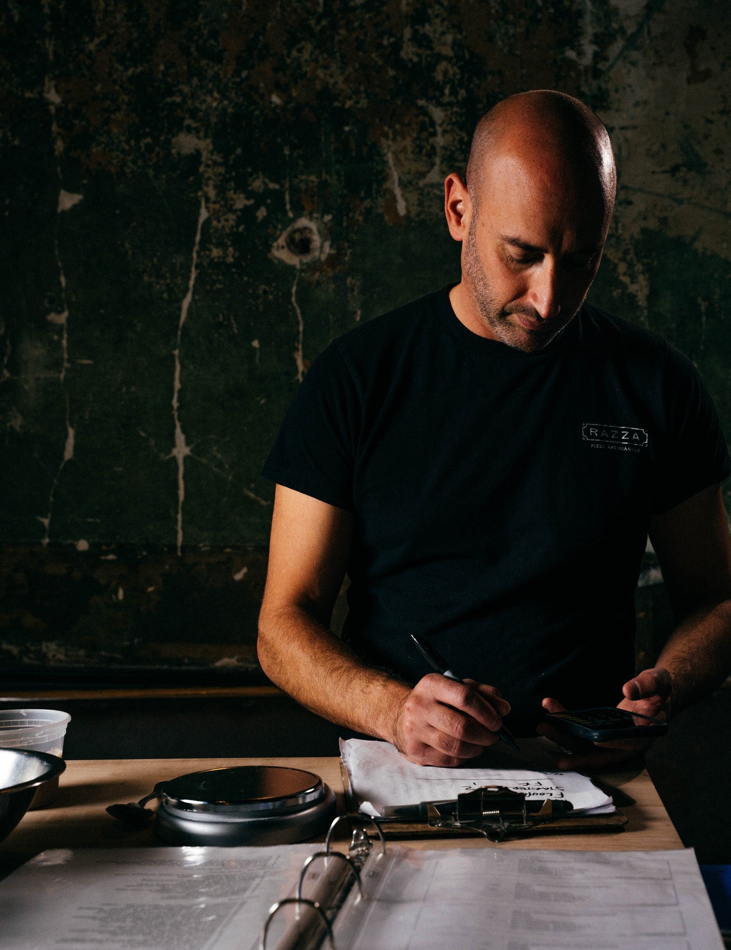 The Joy of Pizza by Dan Richer & Katie Parla hardback cookbook — author Dan Richer at work