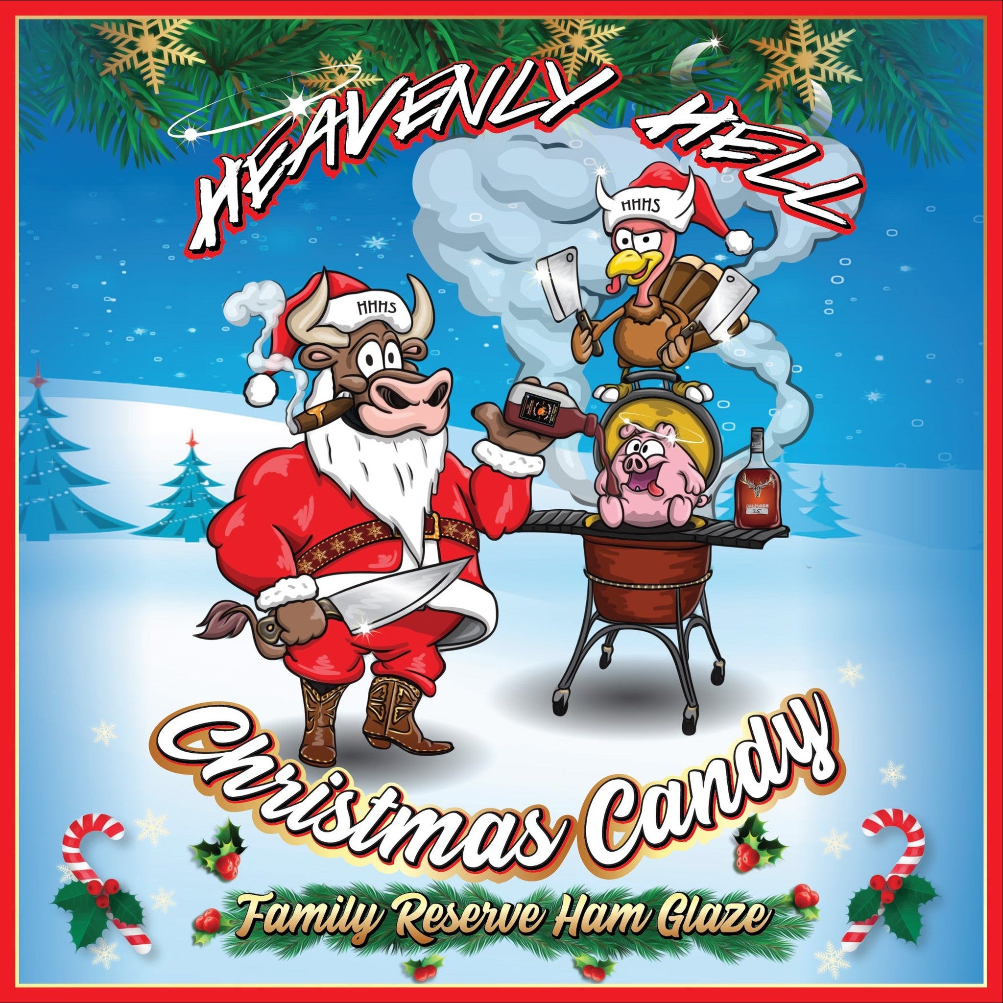Heavenly Hell Christmas Candy Ham Glaze label artwork