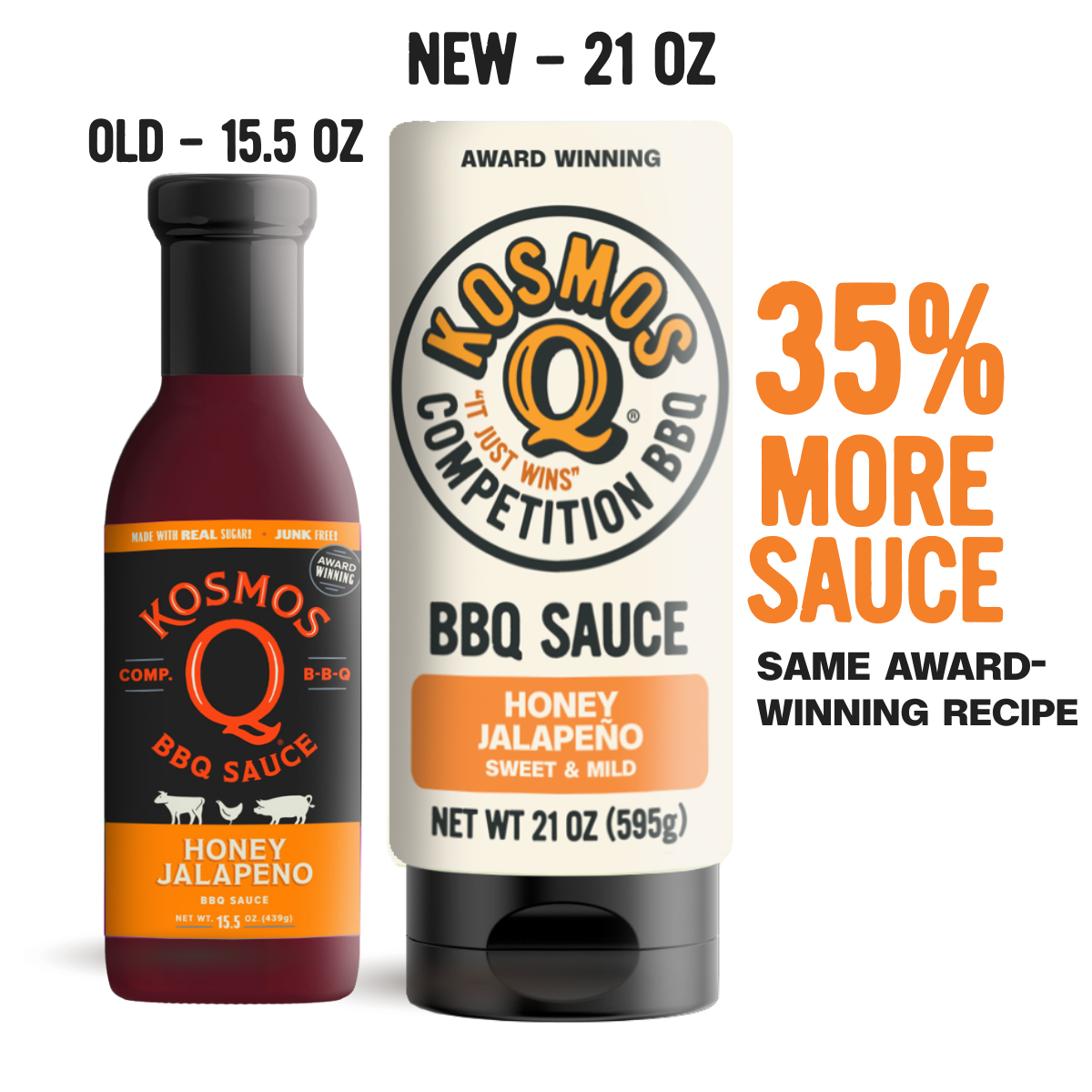 Kosmos Q Honey Jalapeno BBQ Sauce – 439g product front label