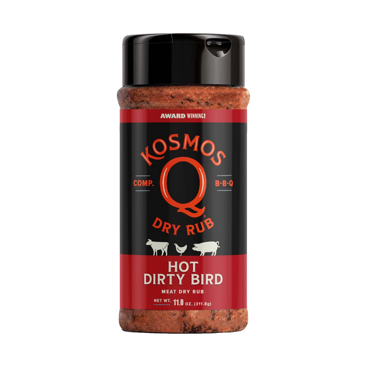 Kosmos Q Hot Dirty Bird Rub 312g front of pack