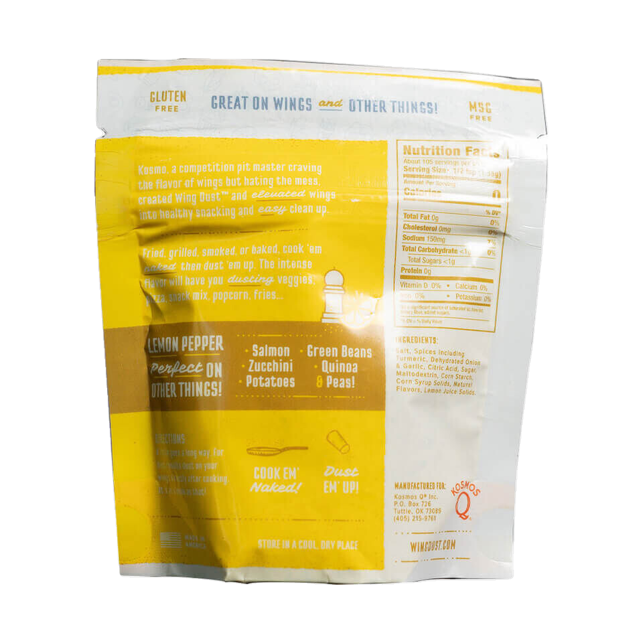 Kosmos Q Lemon Pepper Wing Dust ingredients and nutrition panel