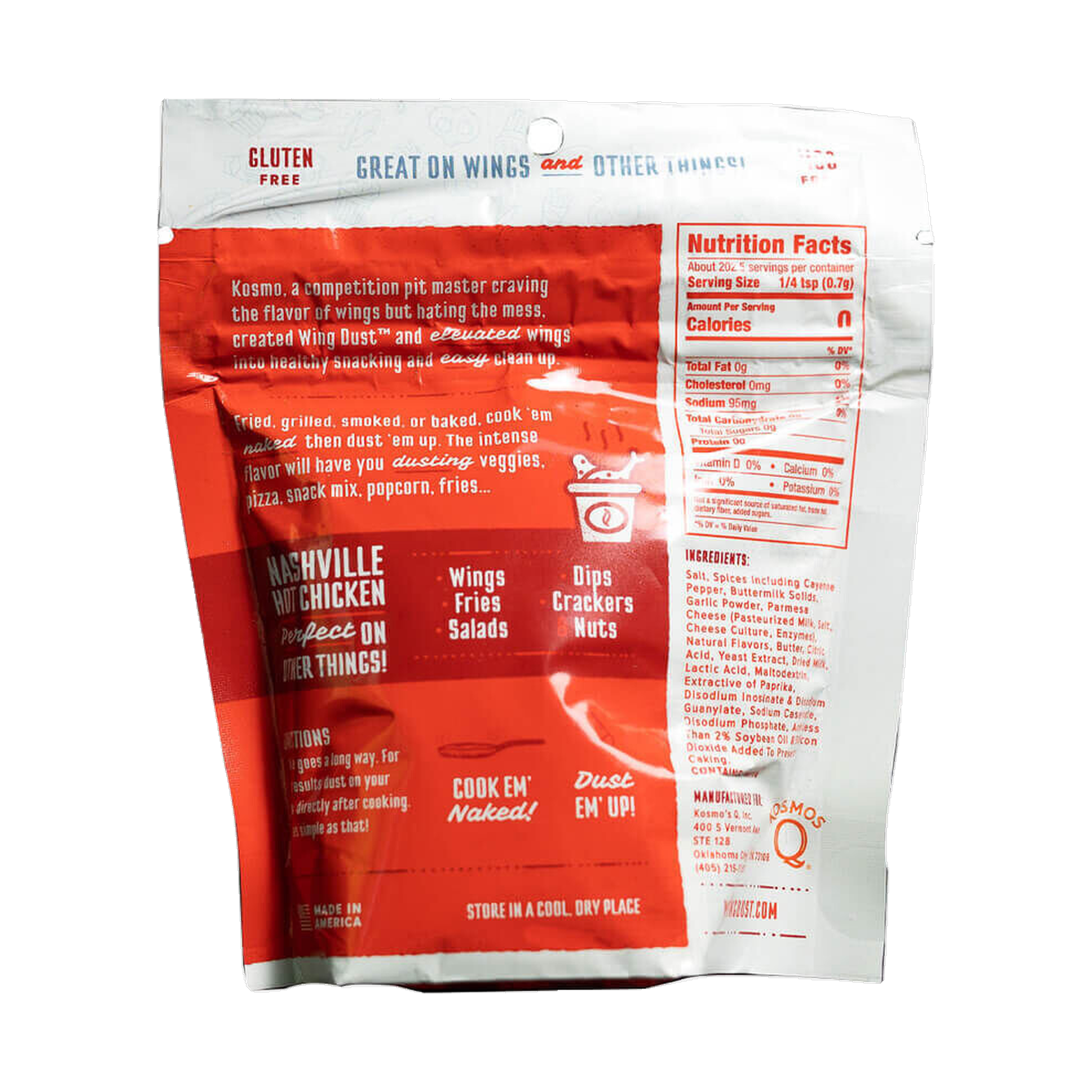 Kosmos Q Nashville Hot Wing Dust ingredients and nutrition panel