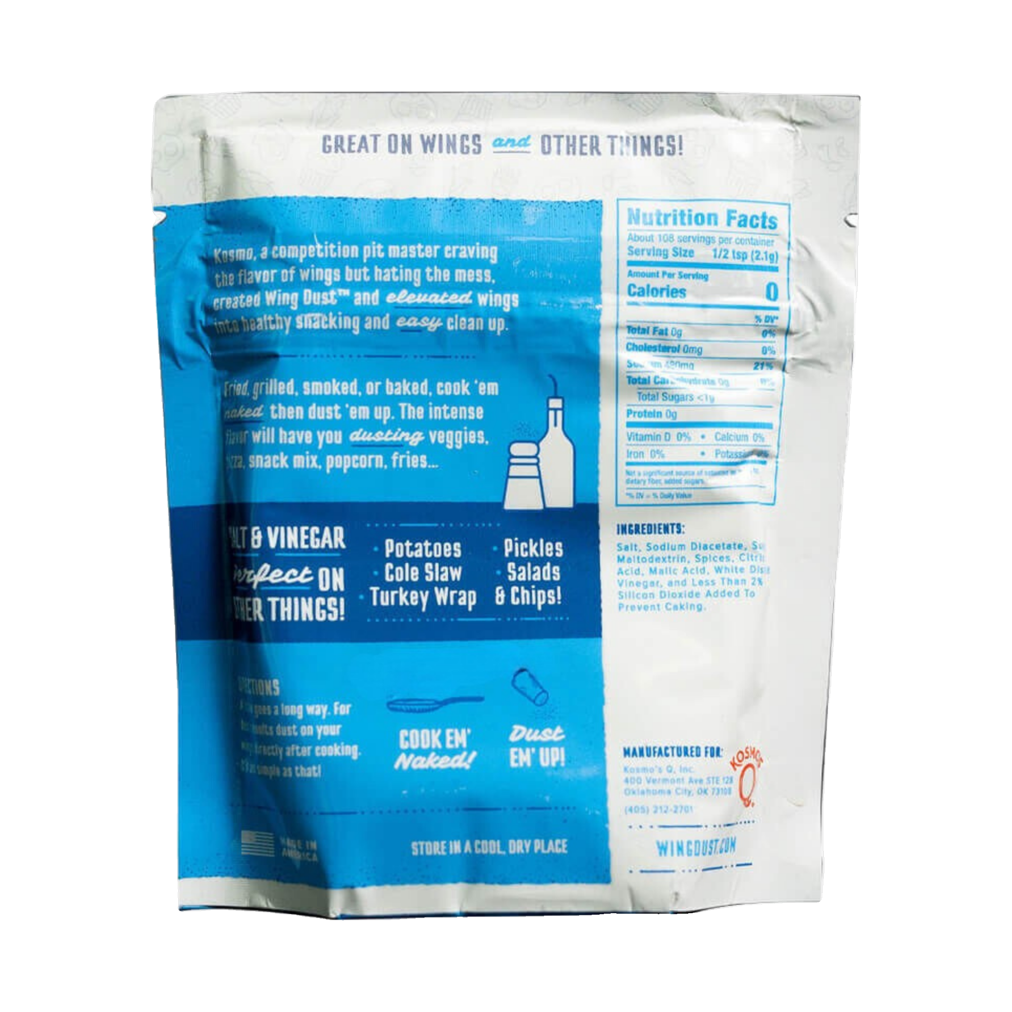 Kosmos Q Salt and Vinegar Wing Dust ingredients and nutrition panel
