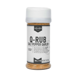Lillie's Q Q-Rub Salt Pepper Garlic seasoning 224g — front of shaker on transparent background