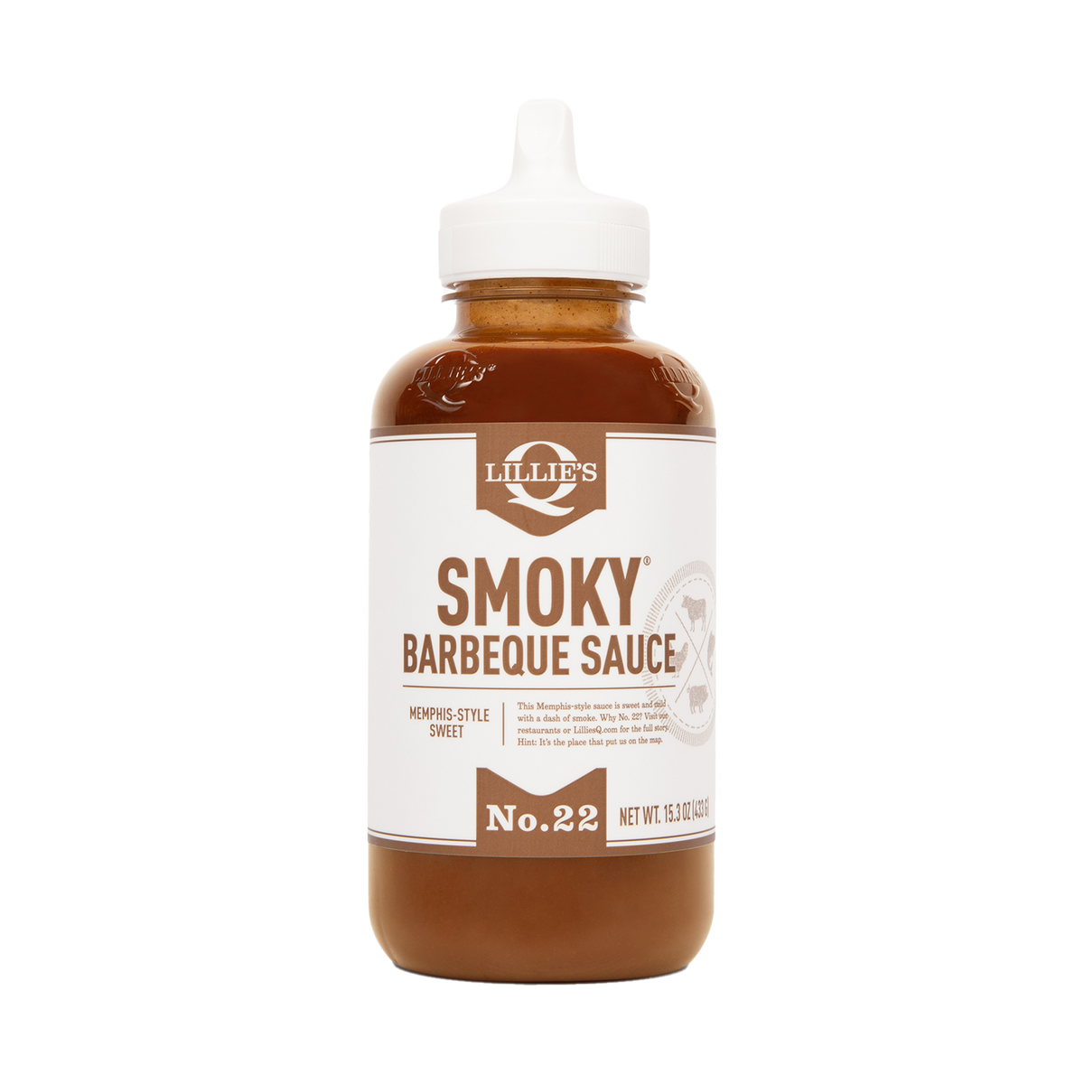 Lillie's Q Smoky Barbeque Sauce 380ml BBQ sauce — front of squeeze bottle on transparent background