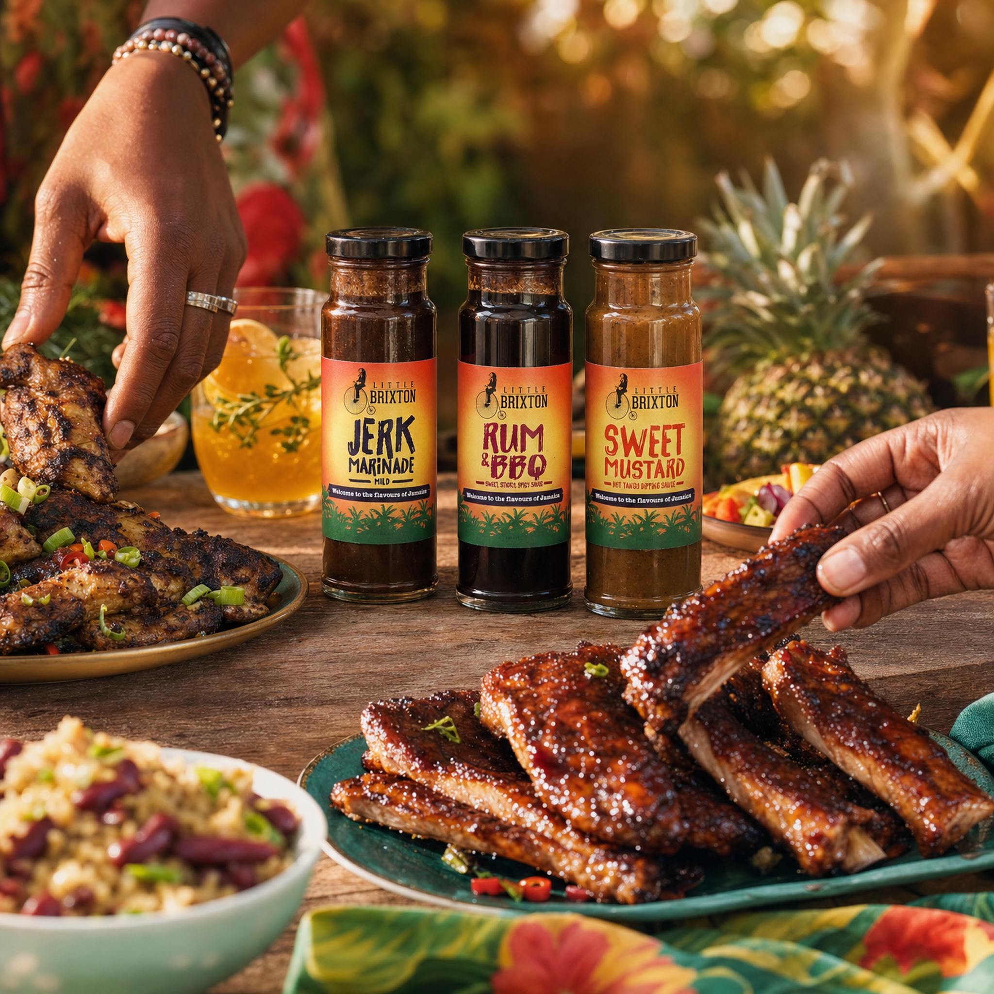 Little Brixton Jamaican Trio — three bottles at a backyard feast