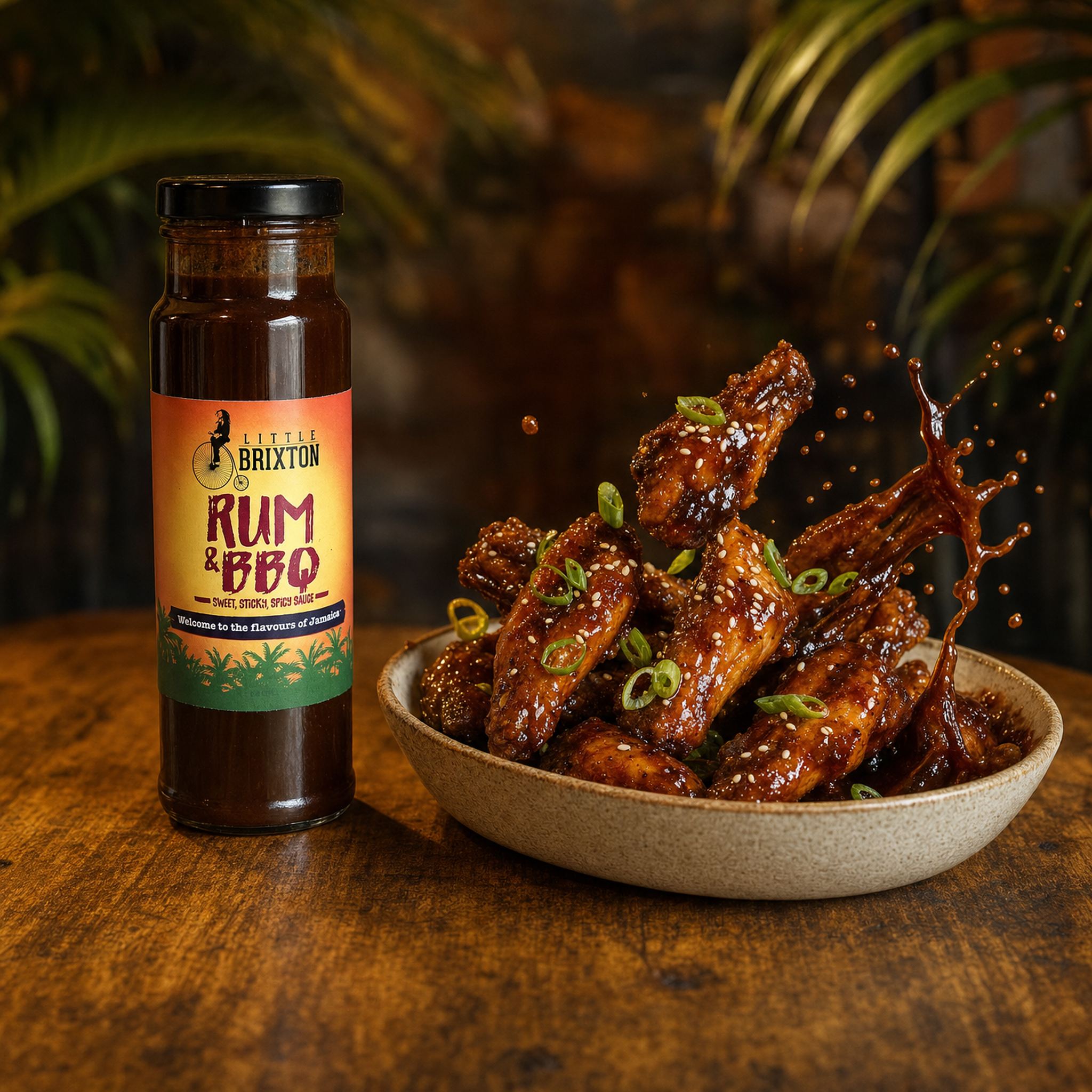 Little Brixton Rum and BBQ Sauce — sticky wings tossed in the glaze