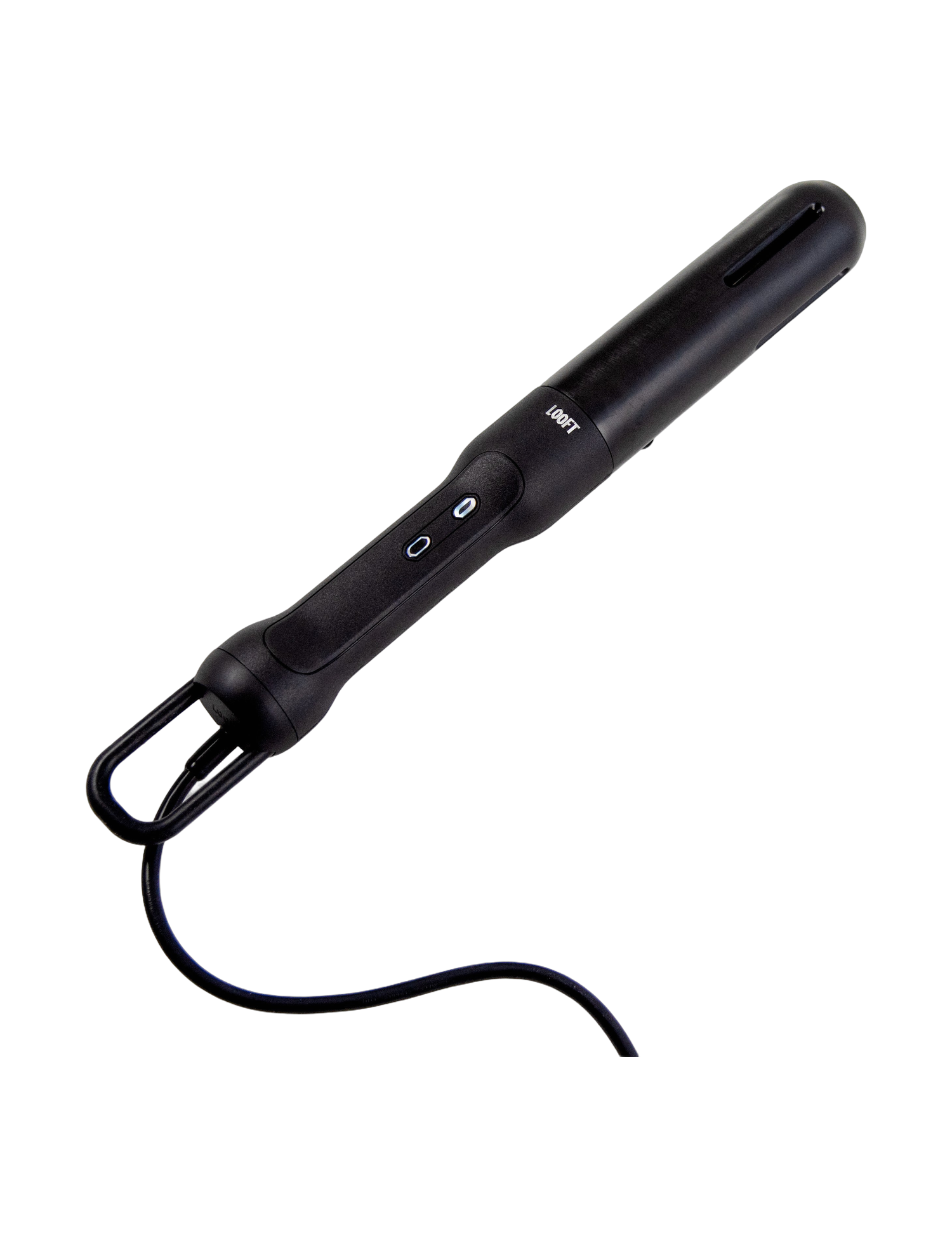 Looftlighter Pro electric charcoal starter — side view with stand and cord on transparent background