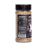 Low n Slow Basics Beef Bounce beef rub 300g, left side of shaker, transparent background