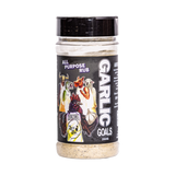 Low n Slow Basics Garlic Goals all-purpose seasoning 260g, front of shaker on transparent background