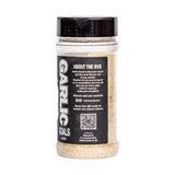 Low n Slow Basics Garlic Goals all-purpose seasoning 260g, right side and label detail, transparent background