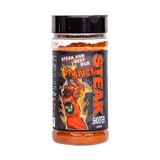 Low n Slow Basics Steak Shooter Spicy beef rub 250g, front of shaker on transparent background