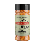 McAdventures The Adventurer BBQ Rub 200g, front of shaker on transparent background