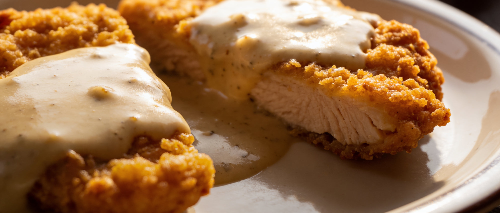 Meat Church Chicken Fried Steak Breading with a crispy golden chicken-fried steak and cream gravy, southern coating