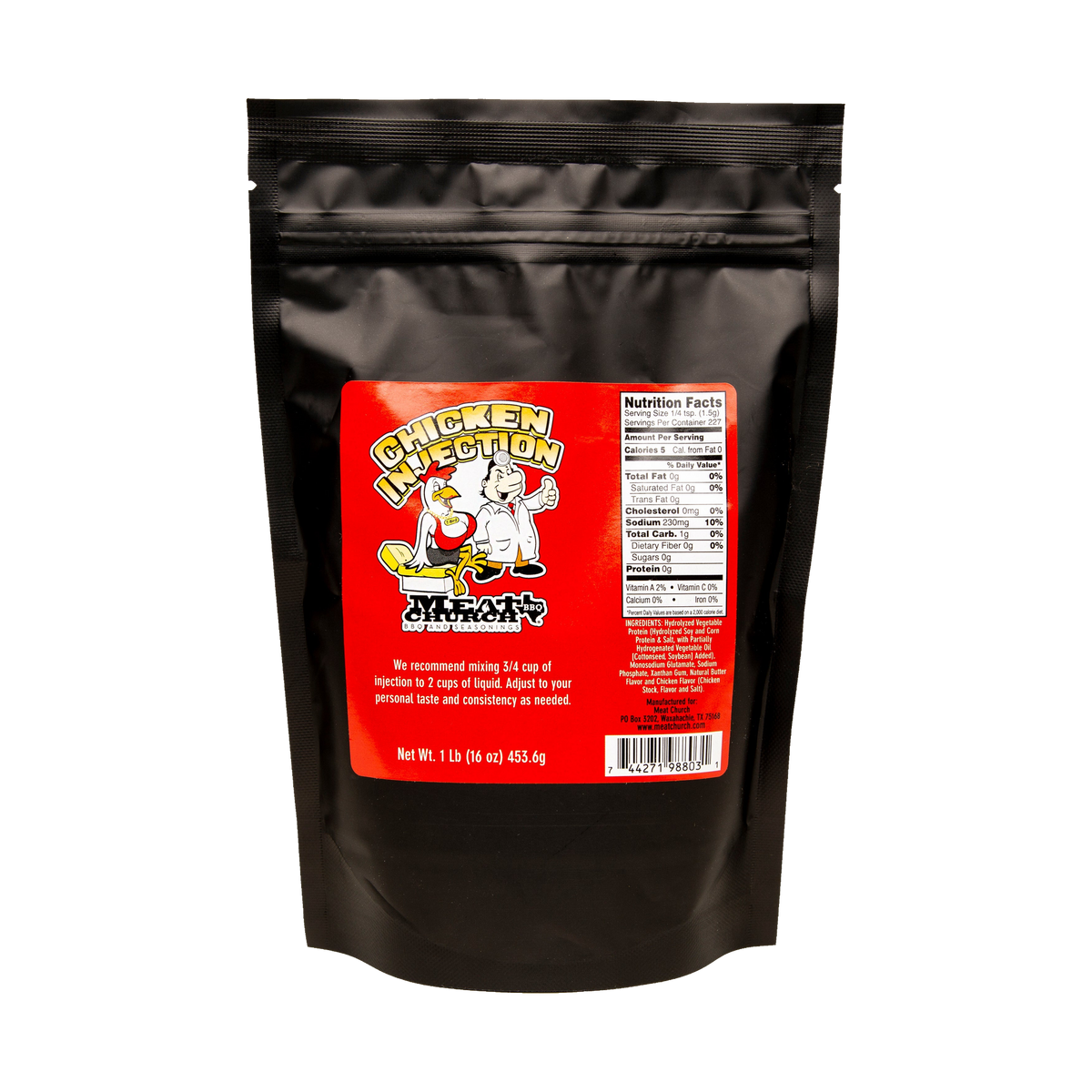 Meat Church T-Bird's chicken injection 454g — front of pack on transparent background