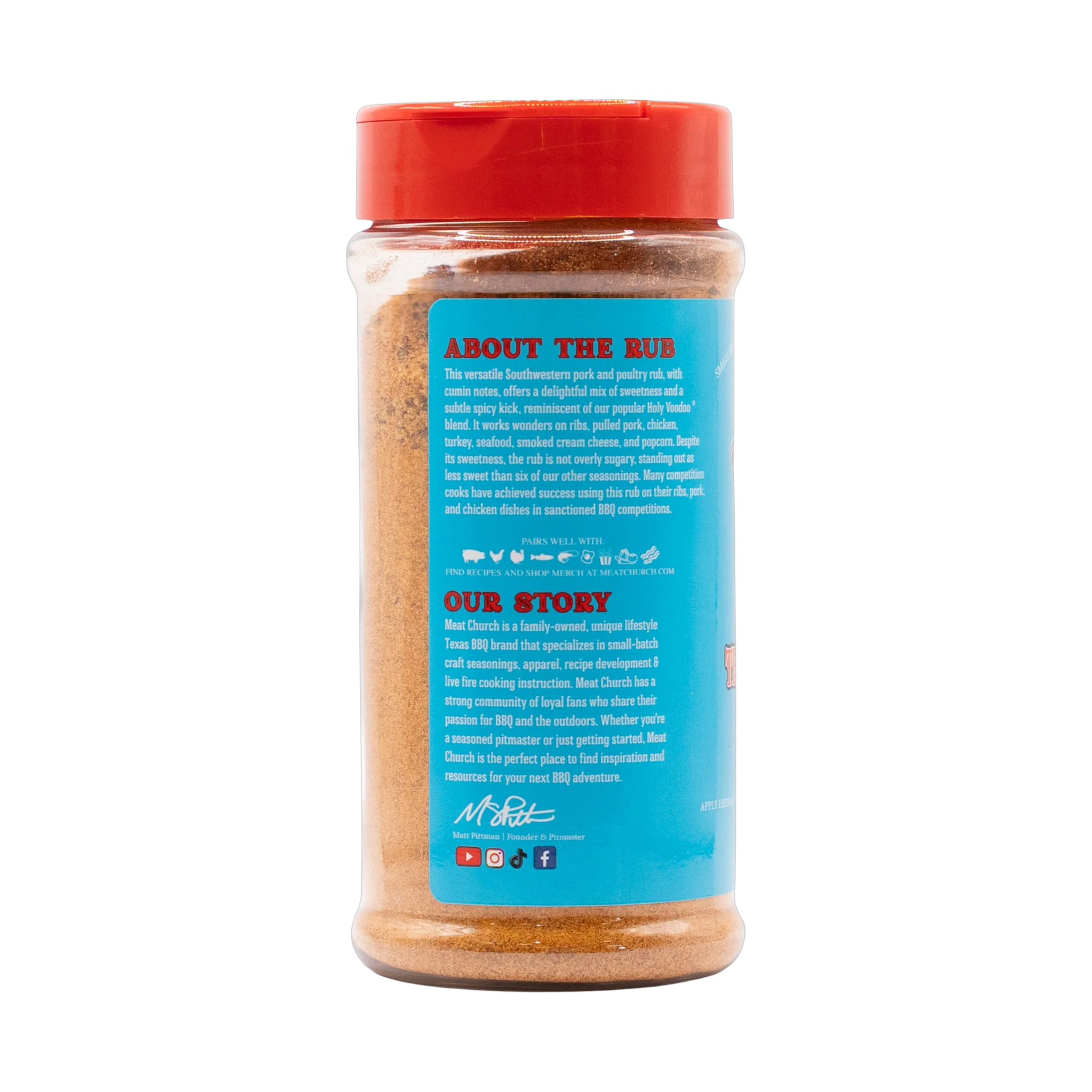 Meat Church Texas Sugar 340g BBQ rub — right side view