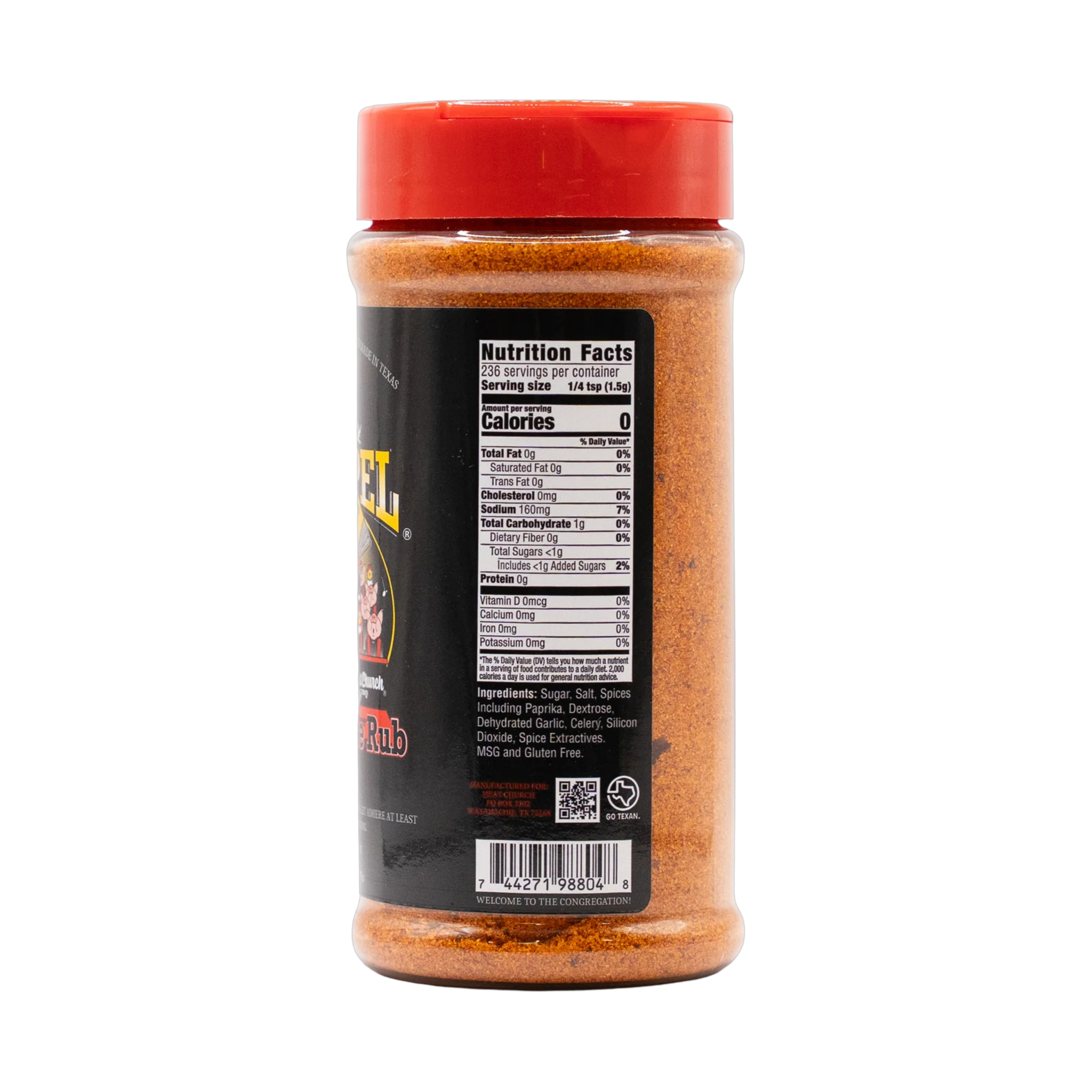 Meat Church The Gospel 354g all-purpose BBQ rub — left side view
