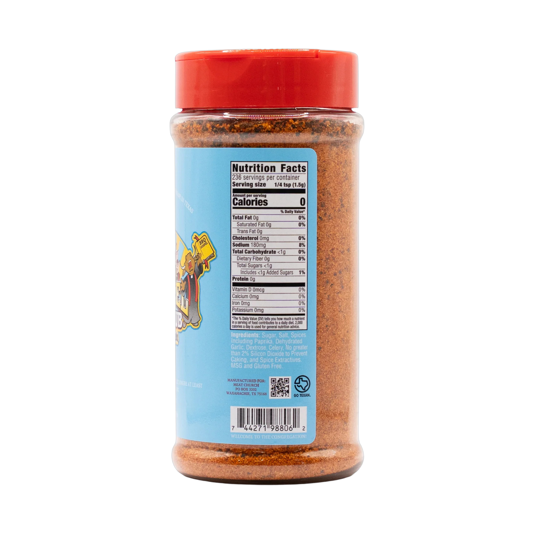 Meat Church The Holy Gospel 354g beef BBQ rub — left side view