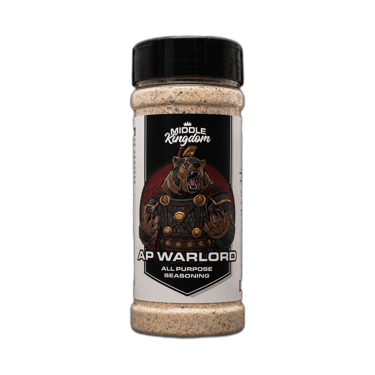 Middle Kingdom AP Warlord all-purpose seasoning 180g — front of shaker on transparent background
