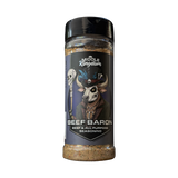 Middle Kingdom Beef Baron 165g beef and all-purpose seasoning — front of shaker on transparent background