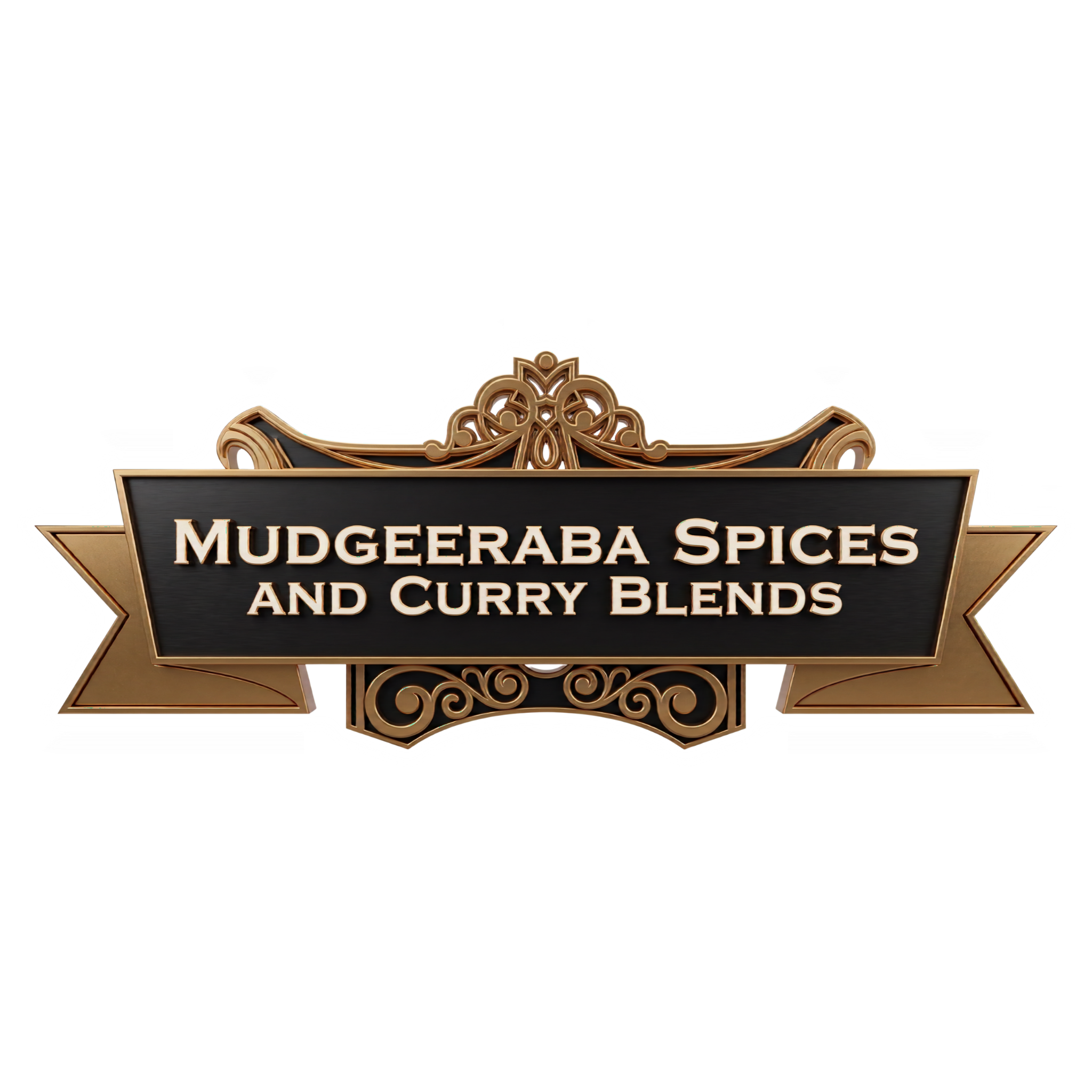Mudgeeraba Spices and Curry Blends — official black and gold ribbon logo
